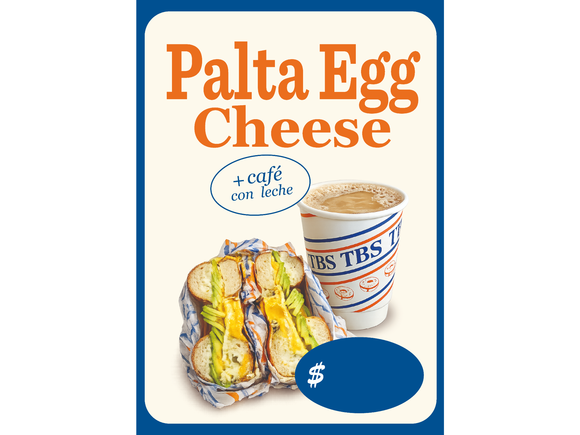 Palta, Egg & Cheese + Café con leche