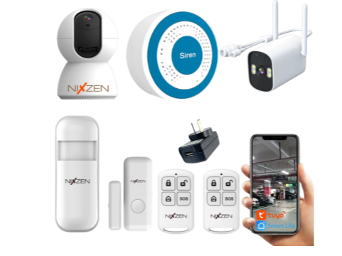 Kit Alarma Inalambrica Wifi App Tuya Pir Magneticos Control Remoto Sirena Camara Wifi Int Ext