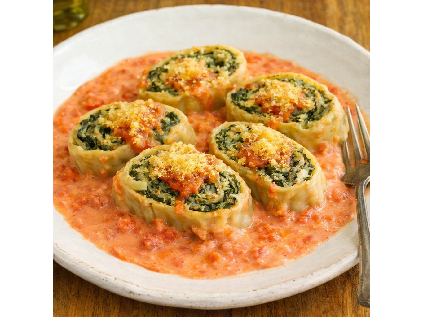 Fideos rellenos con Salsa