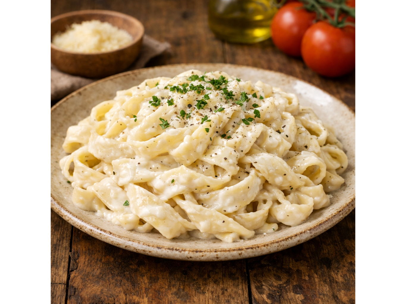 Tallarines Con Crema y Queso