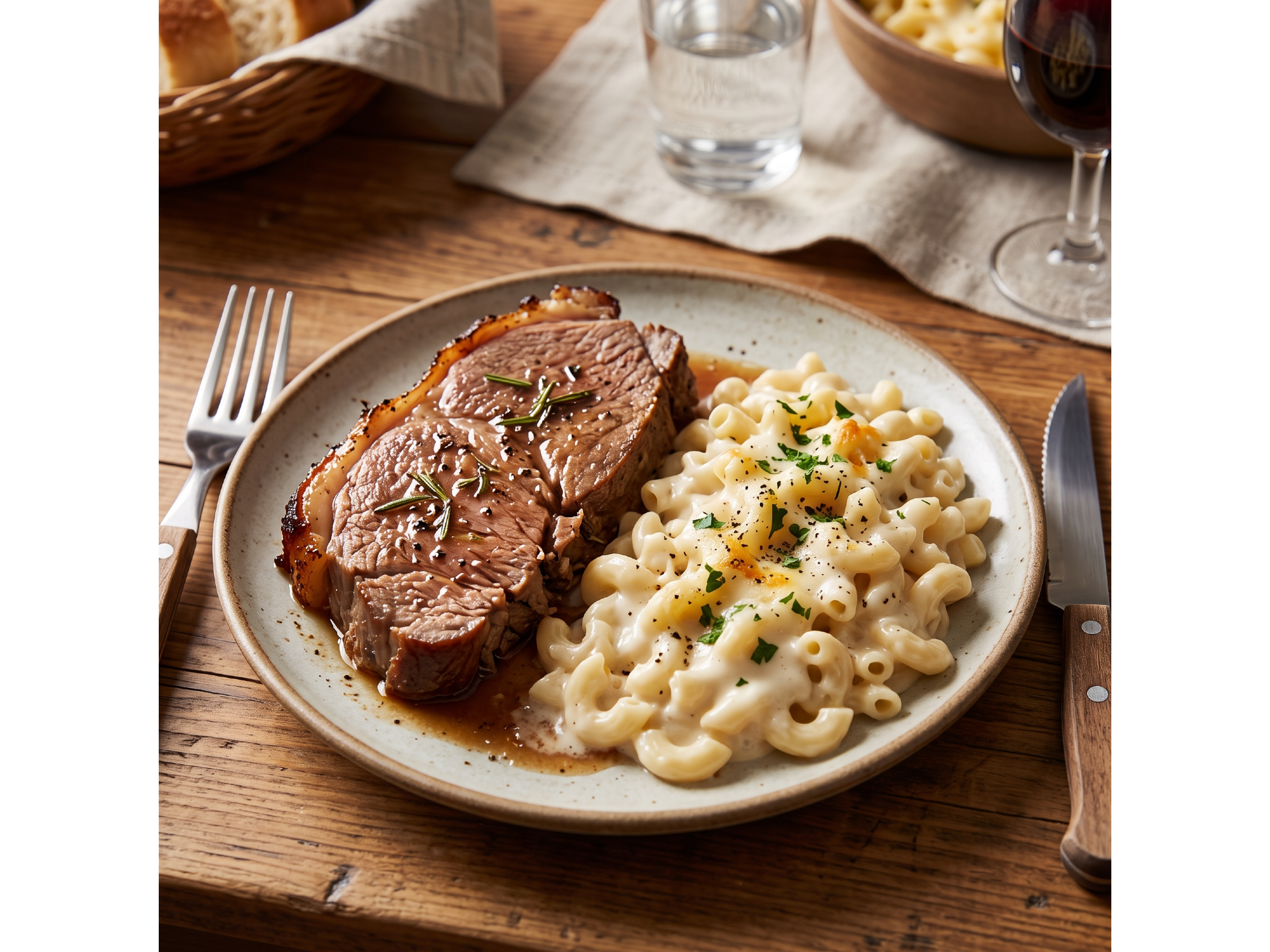 CARNE AL HORNO CON FIDEOS CODITOS