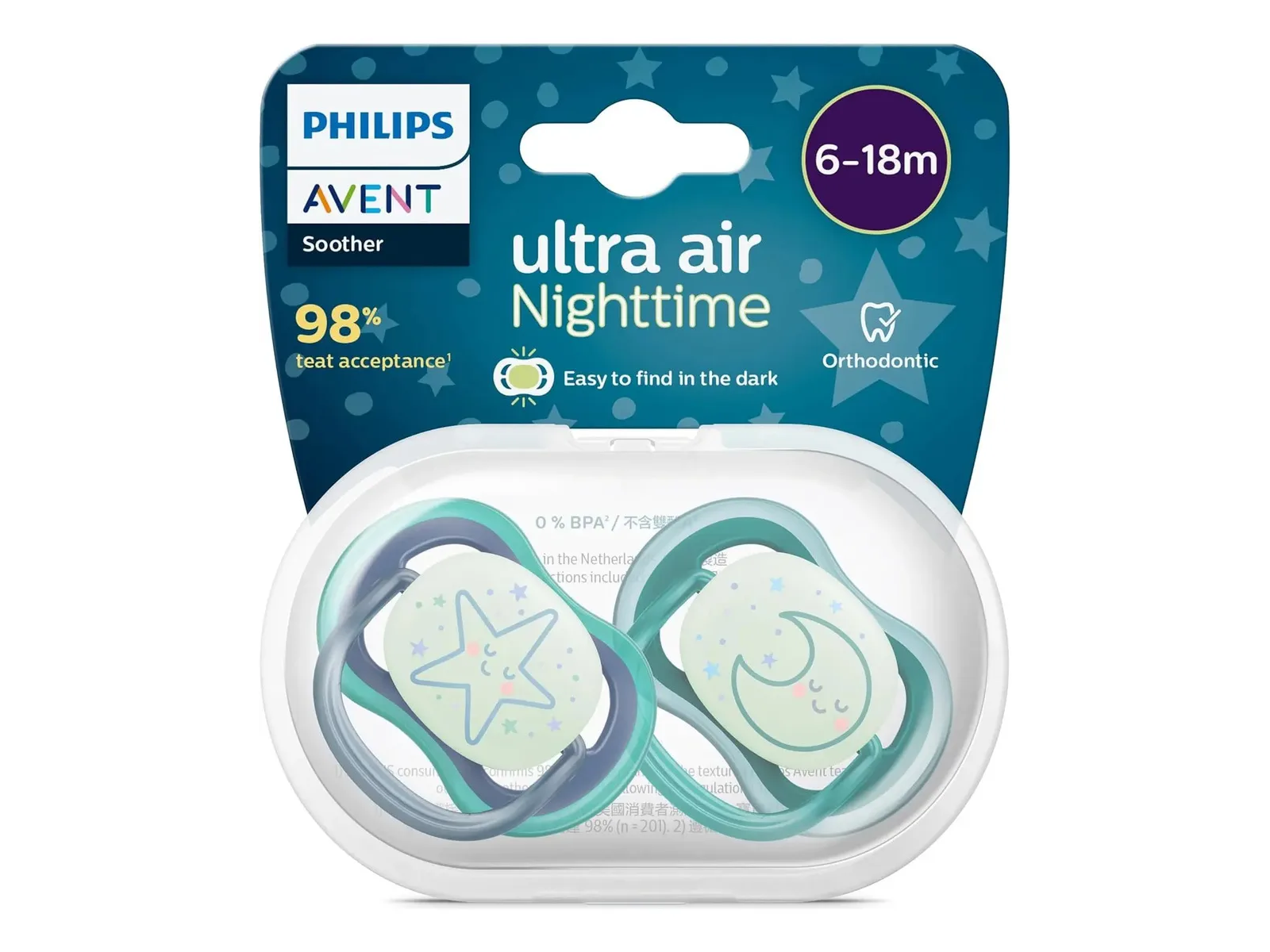 Chupete Ultra air Nighttime 6-18 Philips Avent
