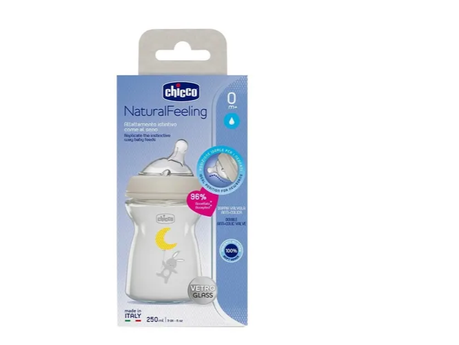 Mamadera 0m+ Natural Feeling - Vetro Glass - Vidrio - 250ml