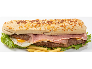 Sandwich de lomito completo de Pizzeria Rotiseria ROSA NEGRA