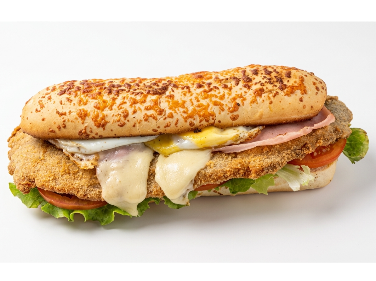 Sandwich de milanesa completo de Pizzeria Rotiseria ROSA NEGRA