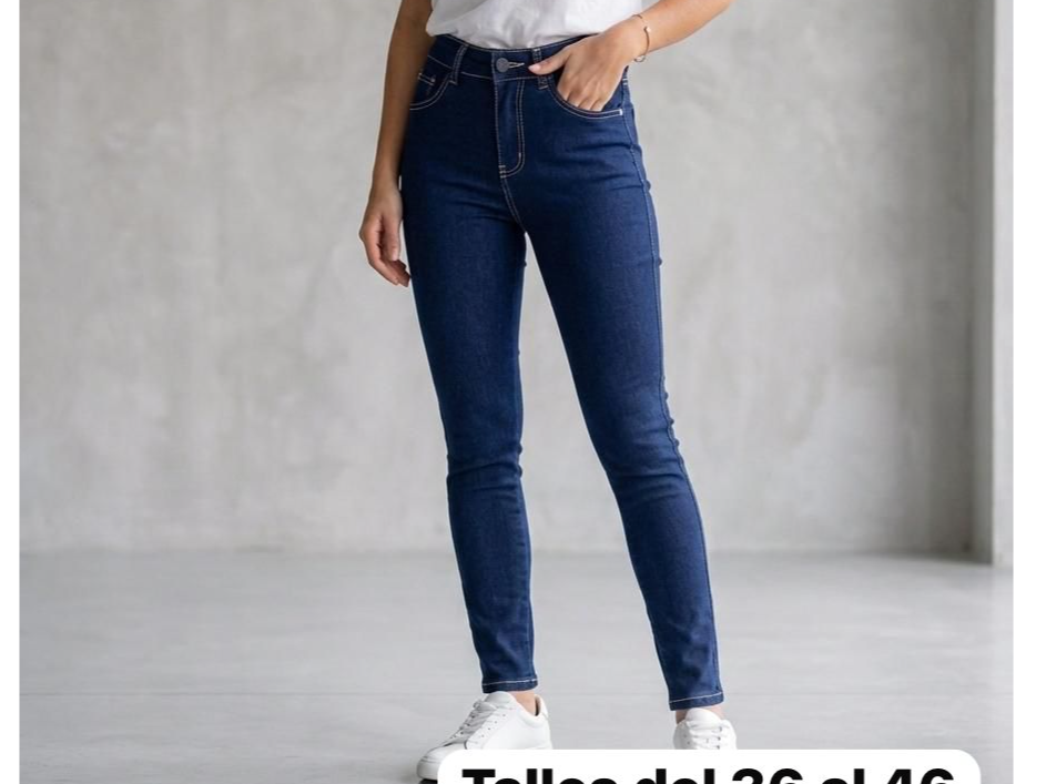 Jeans chupín tiro alto elastizados