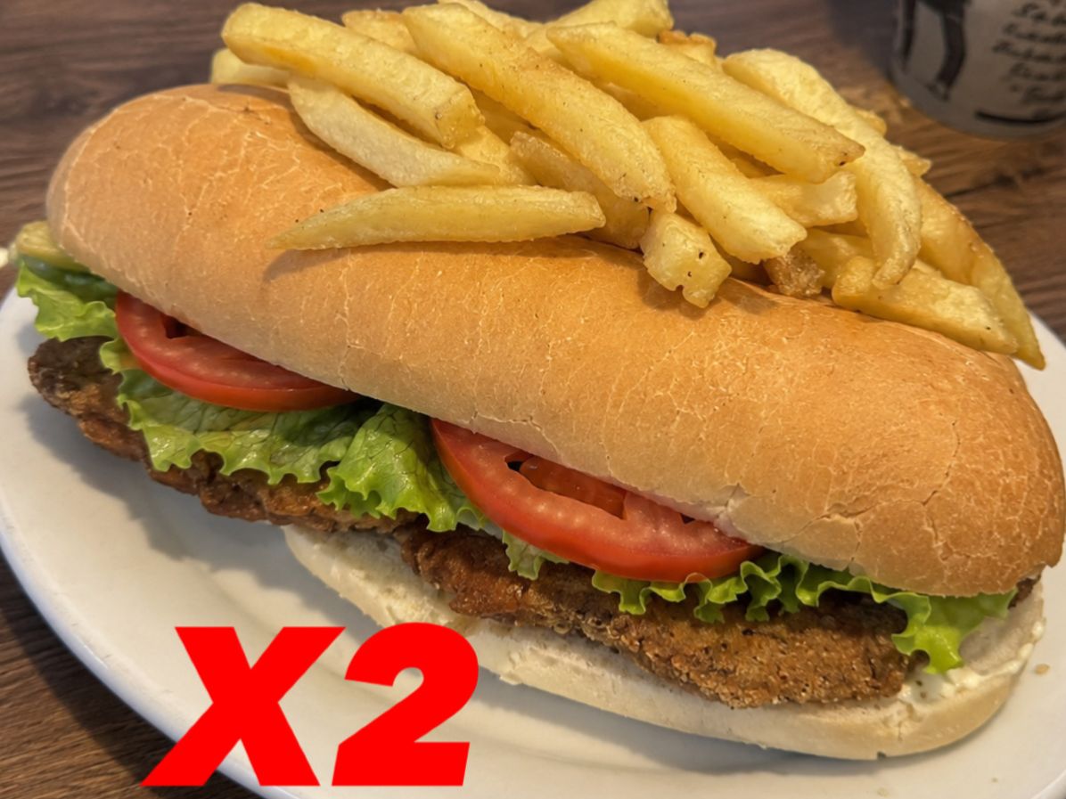 DOS Sandwiches de milanesa SIMPLE  con papas