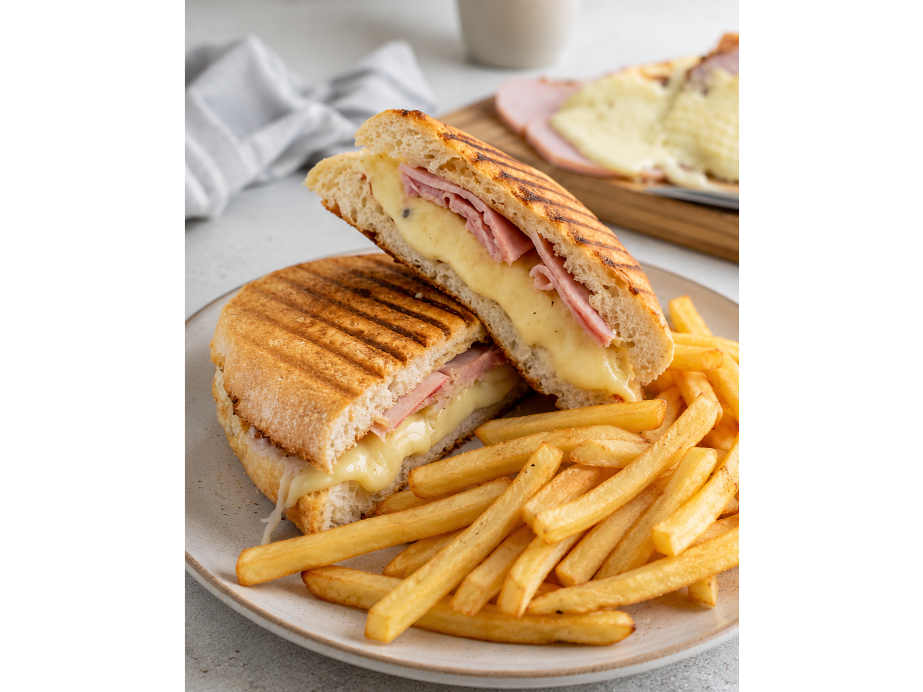 Sandwich de Jamon y Queso + PAPAS FRITAS