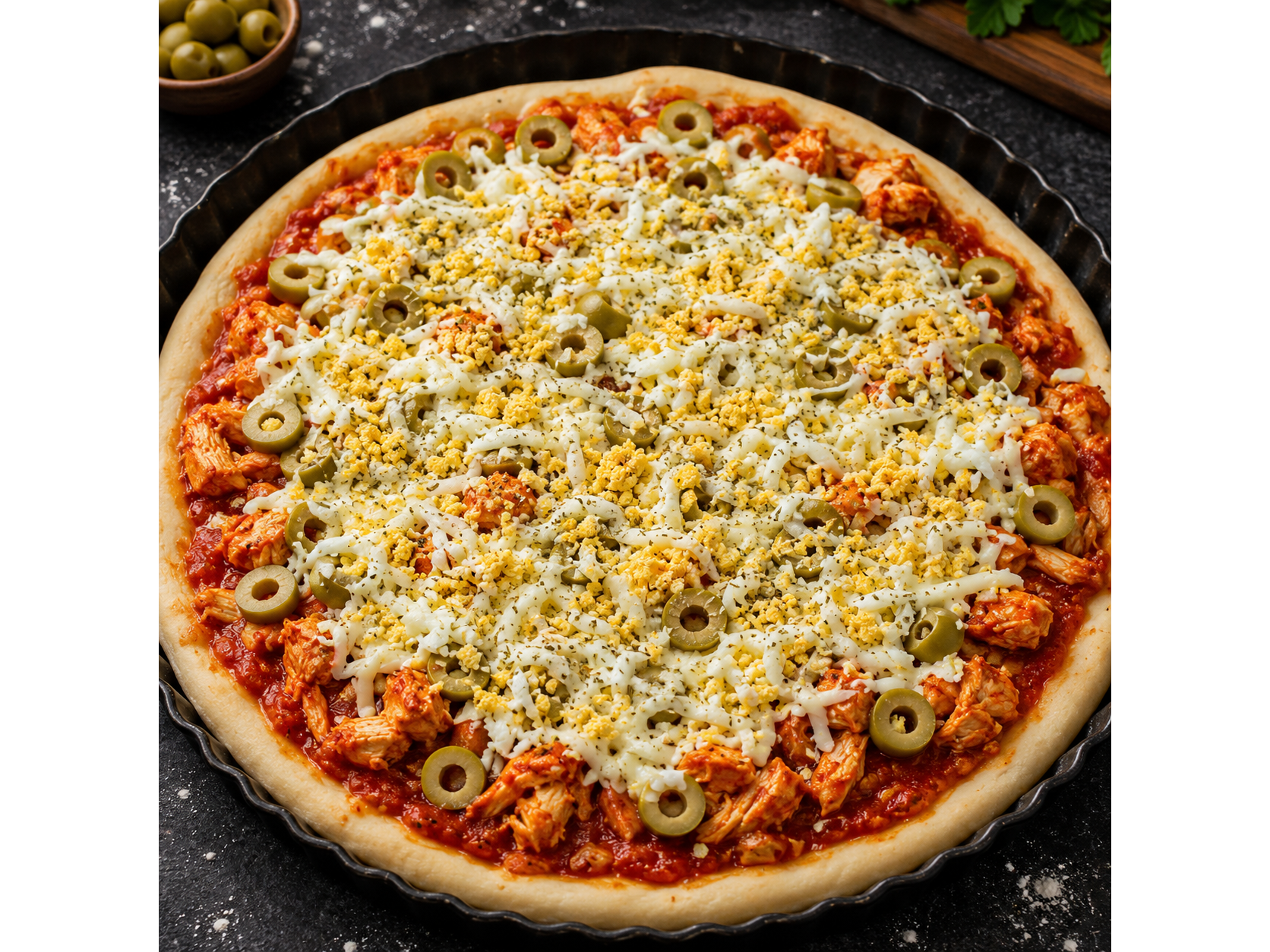 Pizza Muzarella con Huevo