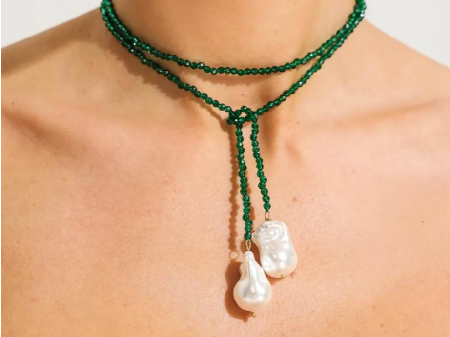 Collar Verde con Perlas
