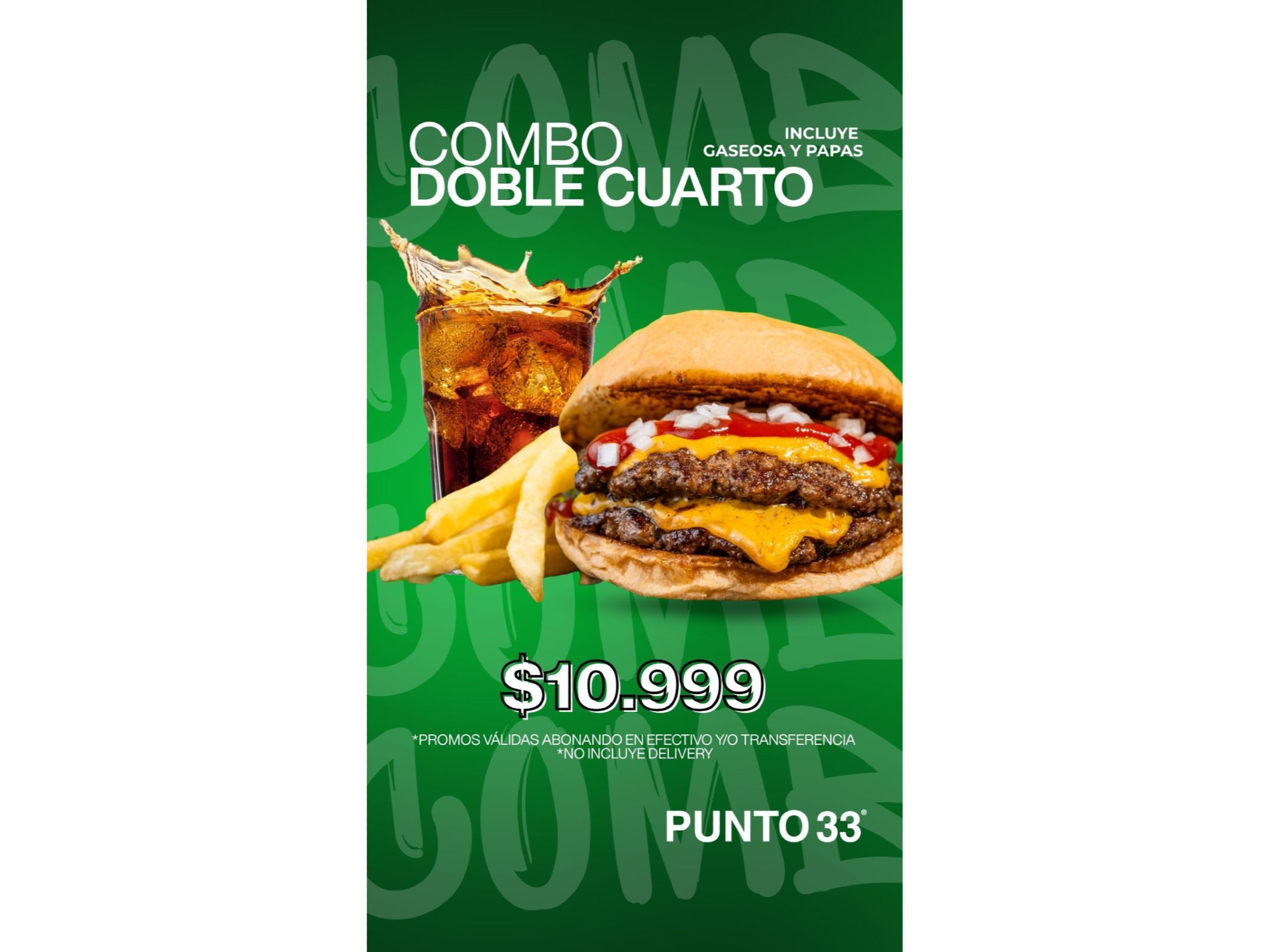 DOBLE CUARTO+ PAPAS + GASEOSA! 🍟🍔