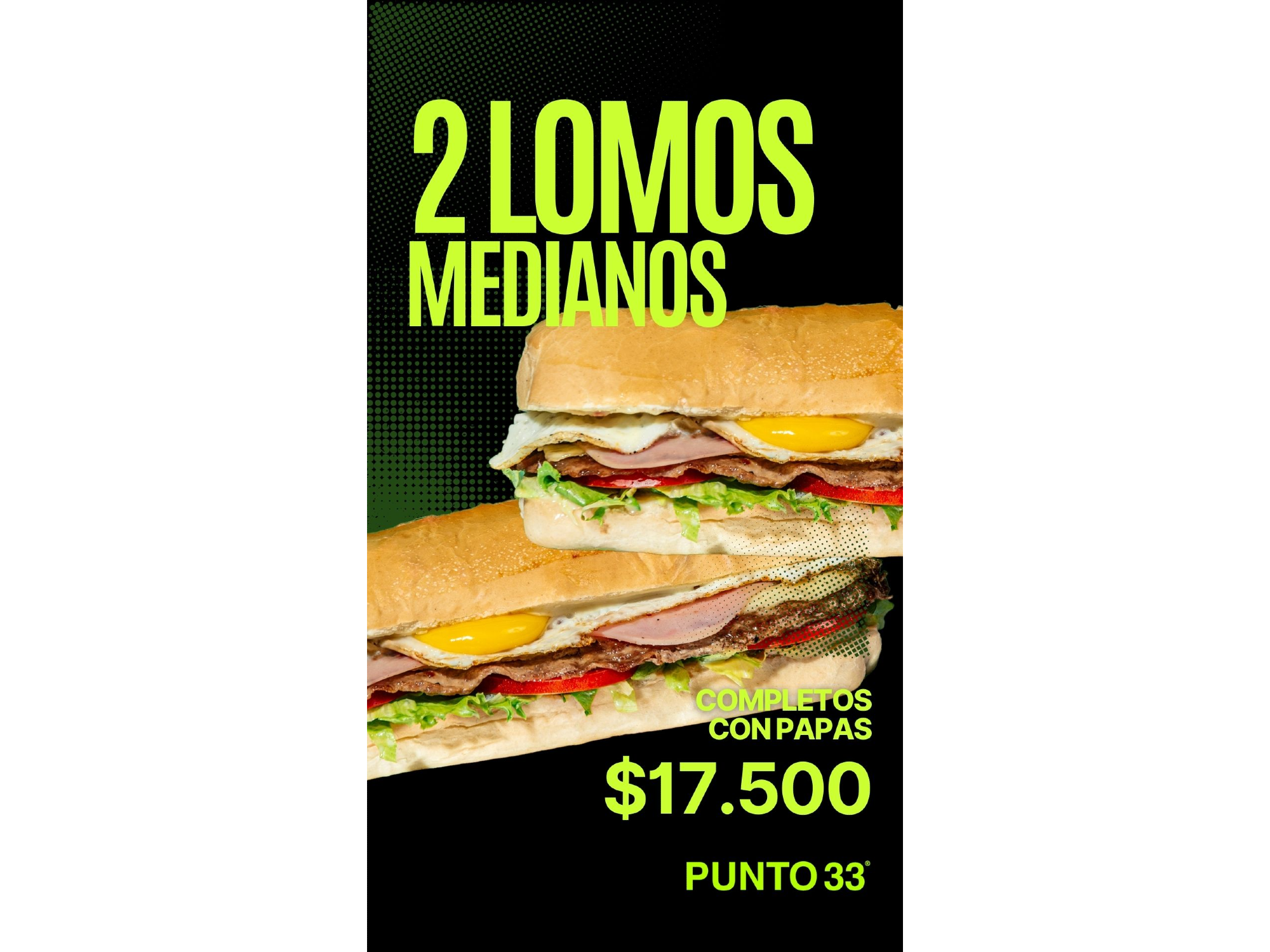 2 LOMOS  MEDIANOS  + PAPAS + 🍟🍔