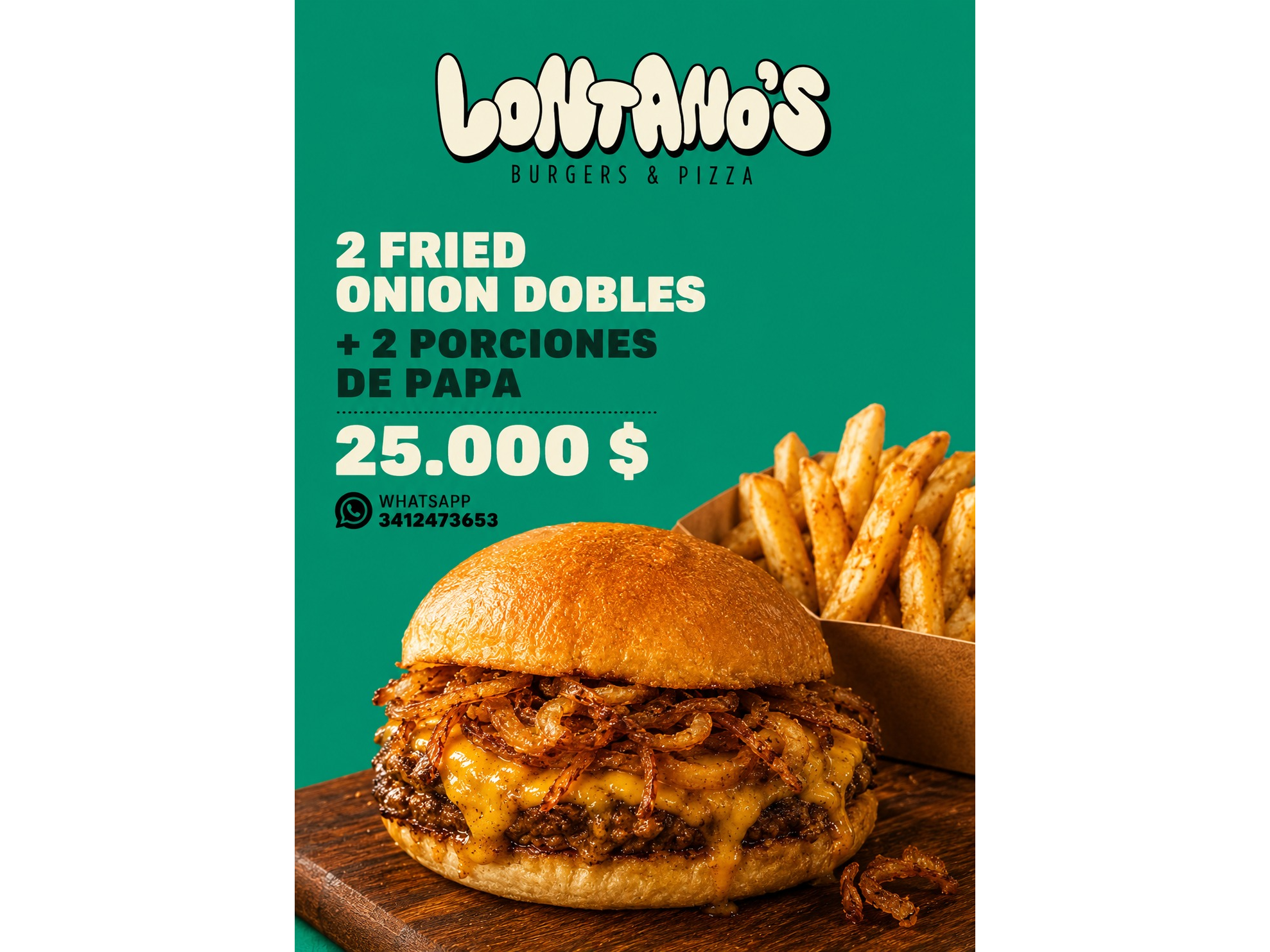 2 Fried Onion Dobles + 2 Porciones De Papas
