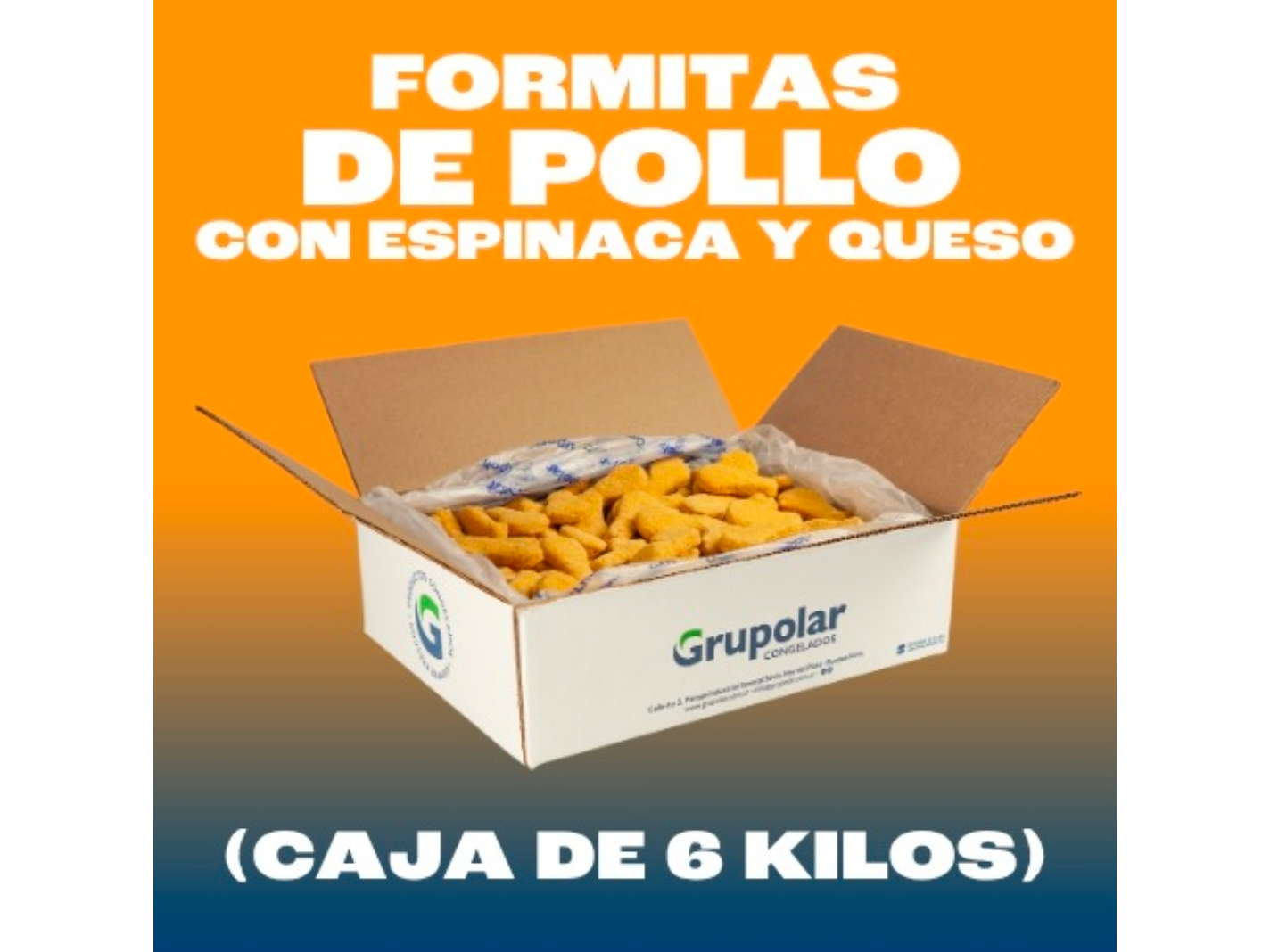 Formitas de pollo,espinaca y queso 6Kg