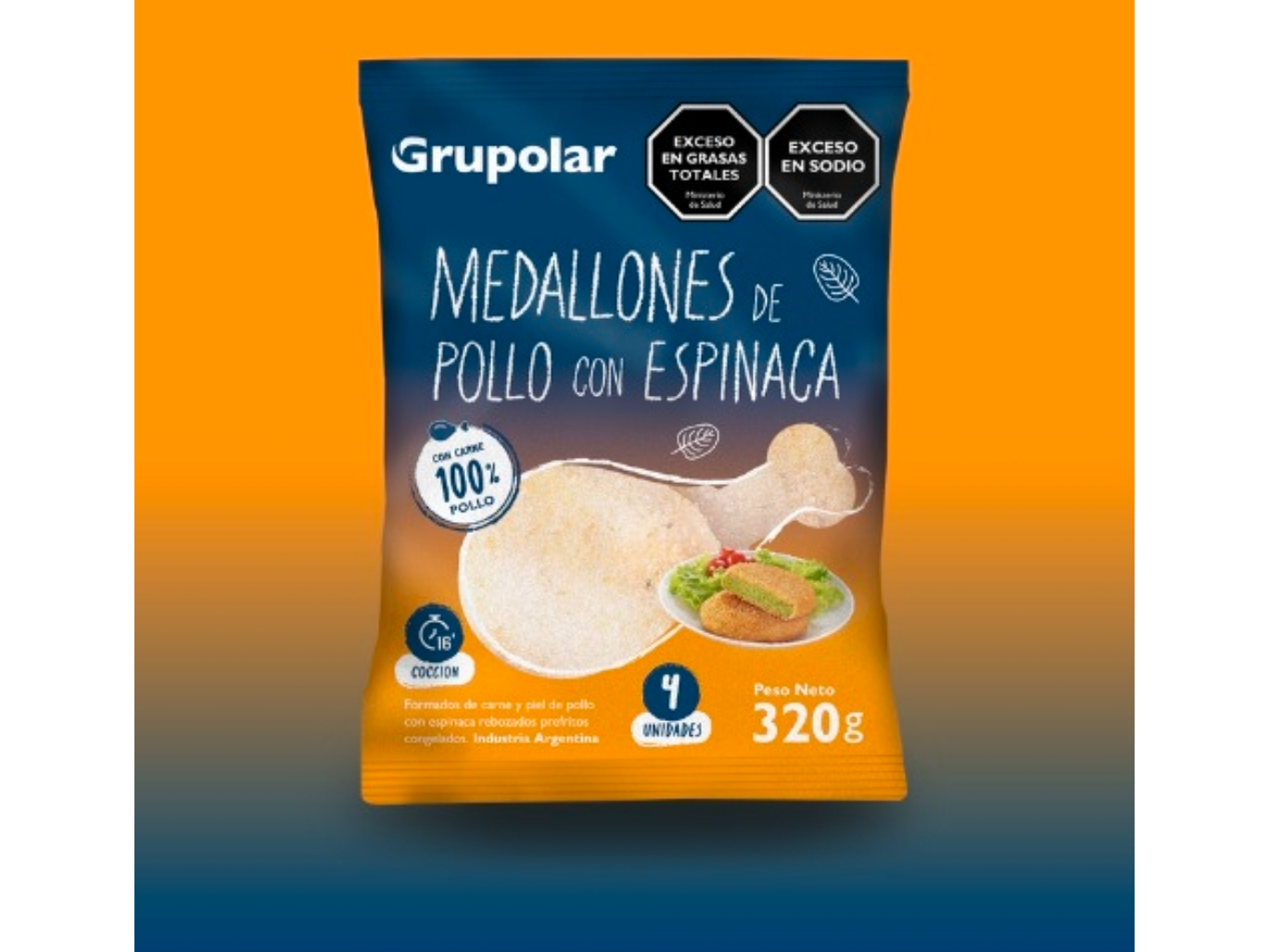 Medallón de pollo y espinaca 12 x 320Gr
