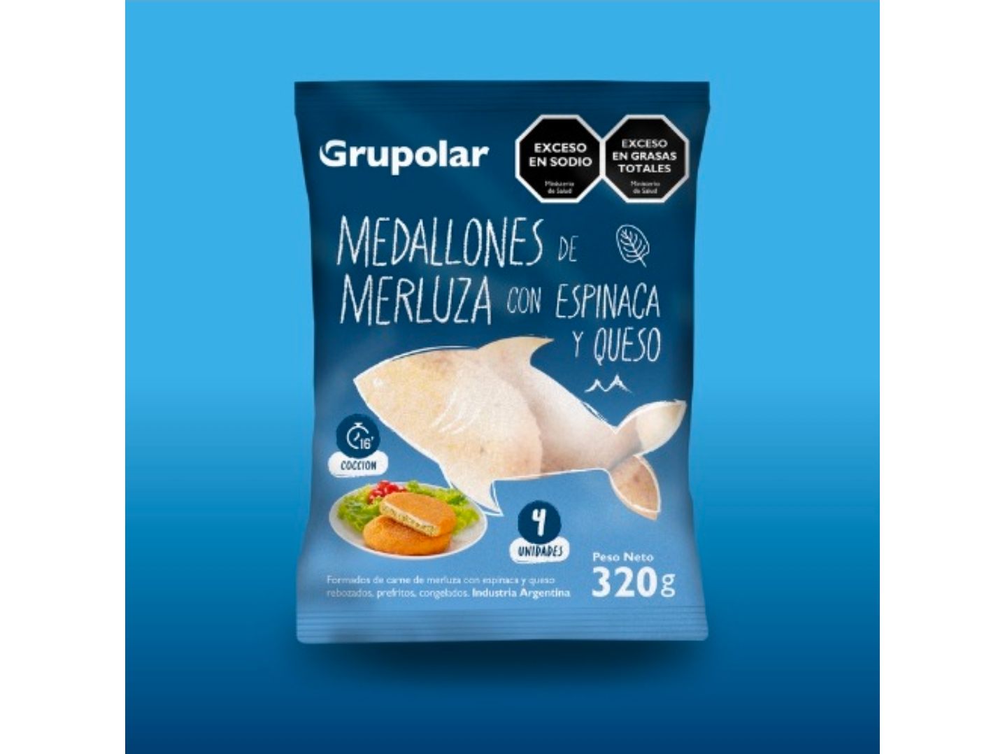 Medallón  de Merluza espinaca y Queso 12 x320Gr