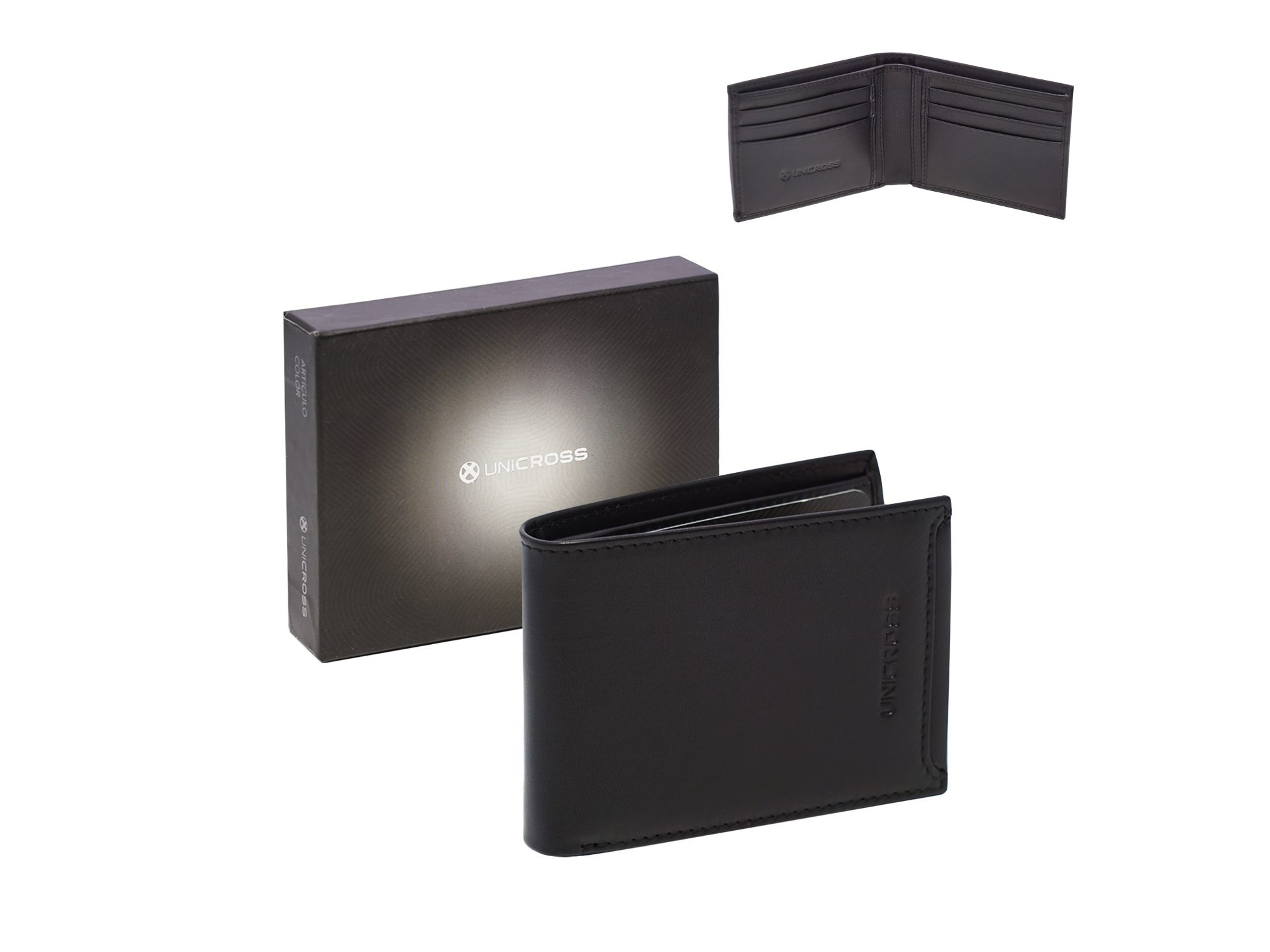 BILLETERA HOMBRE CUERO UNICROSS NEGRA