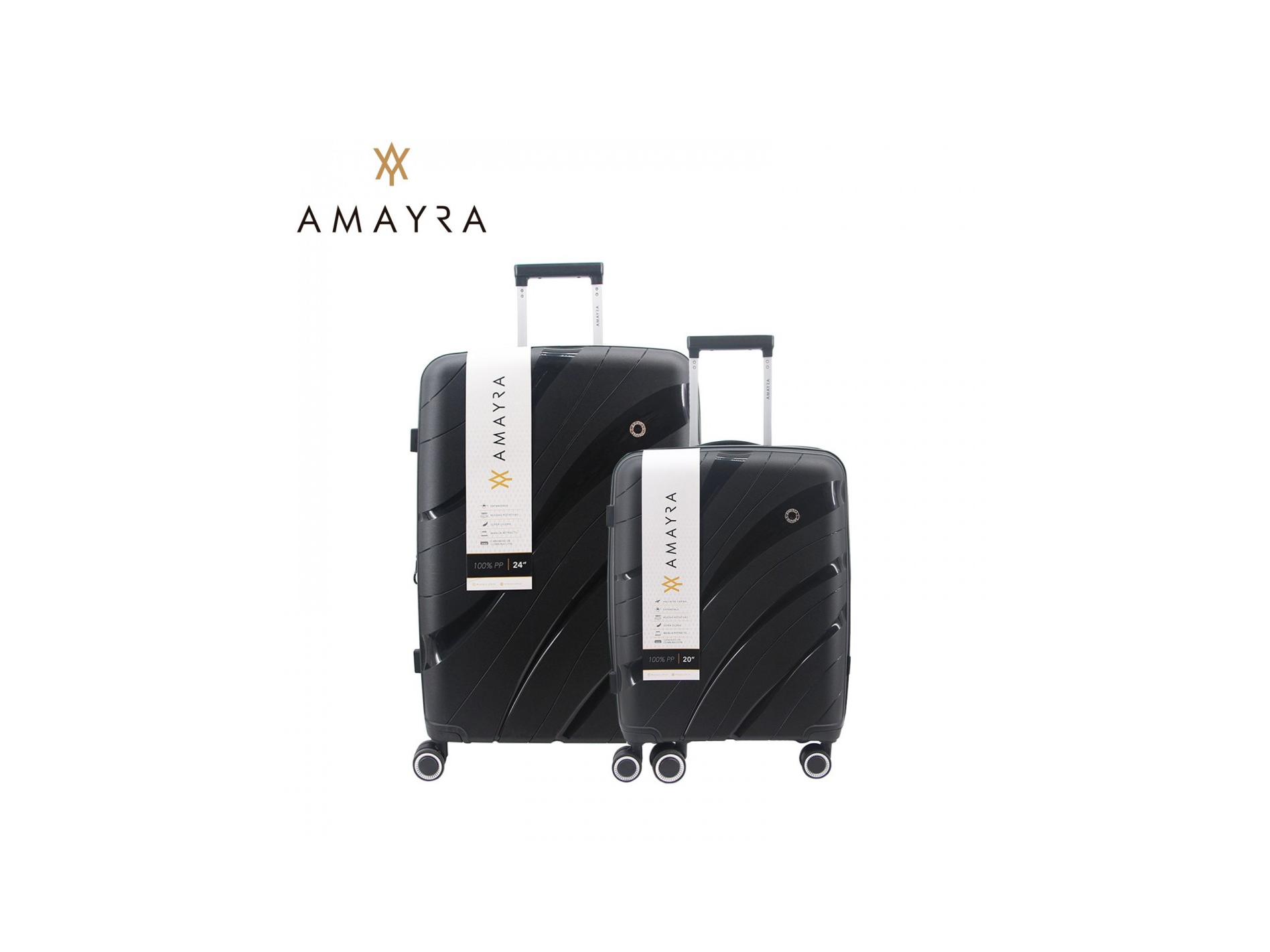 SET VALIJAS 20"24" PP NEGRO AMAYRA