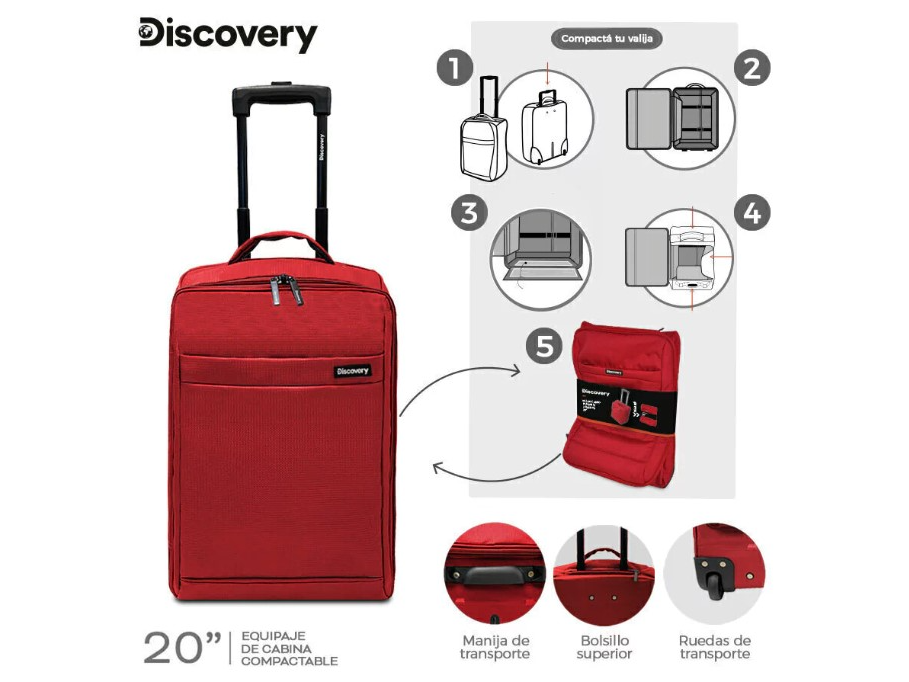 CARRY ON PLEGABLE 20" DISCOVERY ROJO