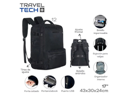 MOCHILA DE VIAJE TRAVEL TECH NEGRA
