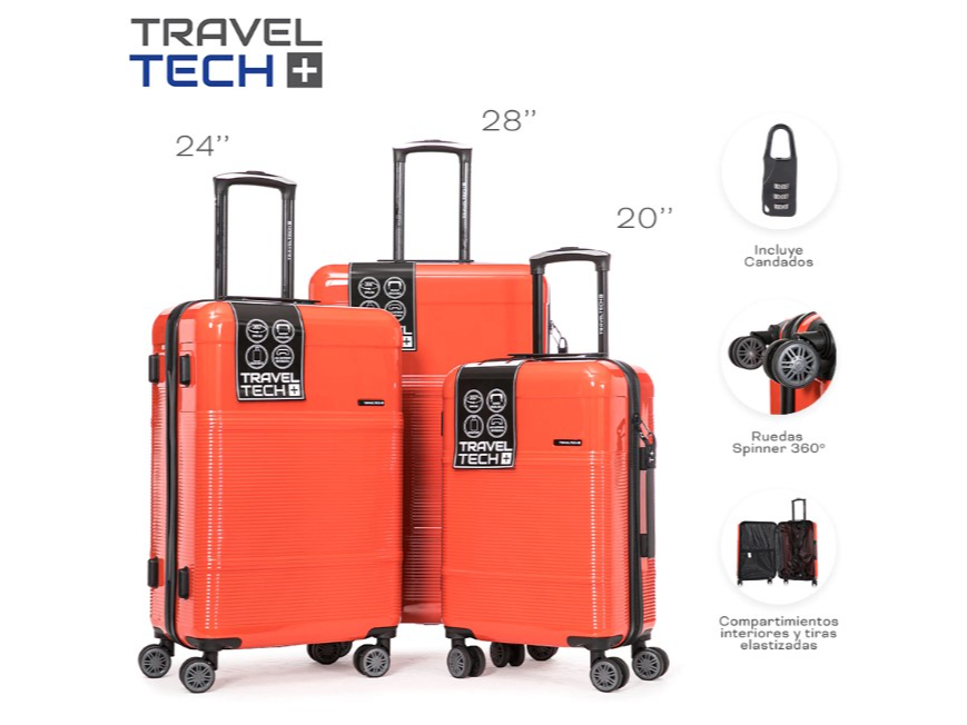 SET VALIJAS 20" 24" 28" TRAVEL TECH