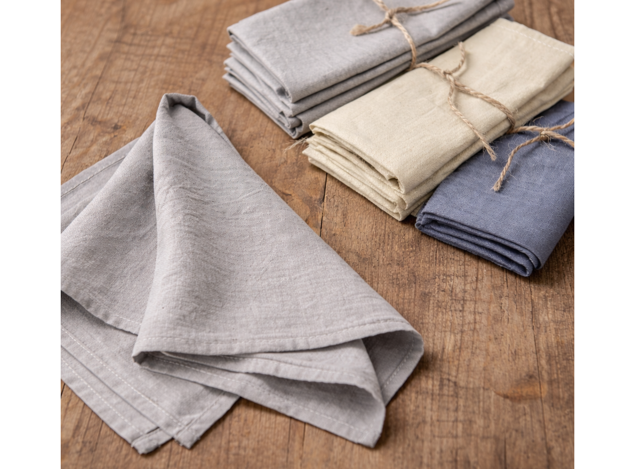 SET SERVILLETAS TUSSOR x4-GRIS CLARO
