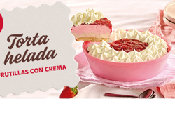 torta helada de frutilla con crema