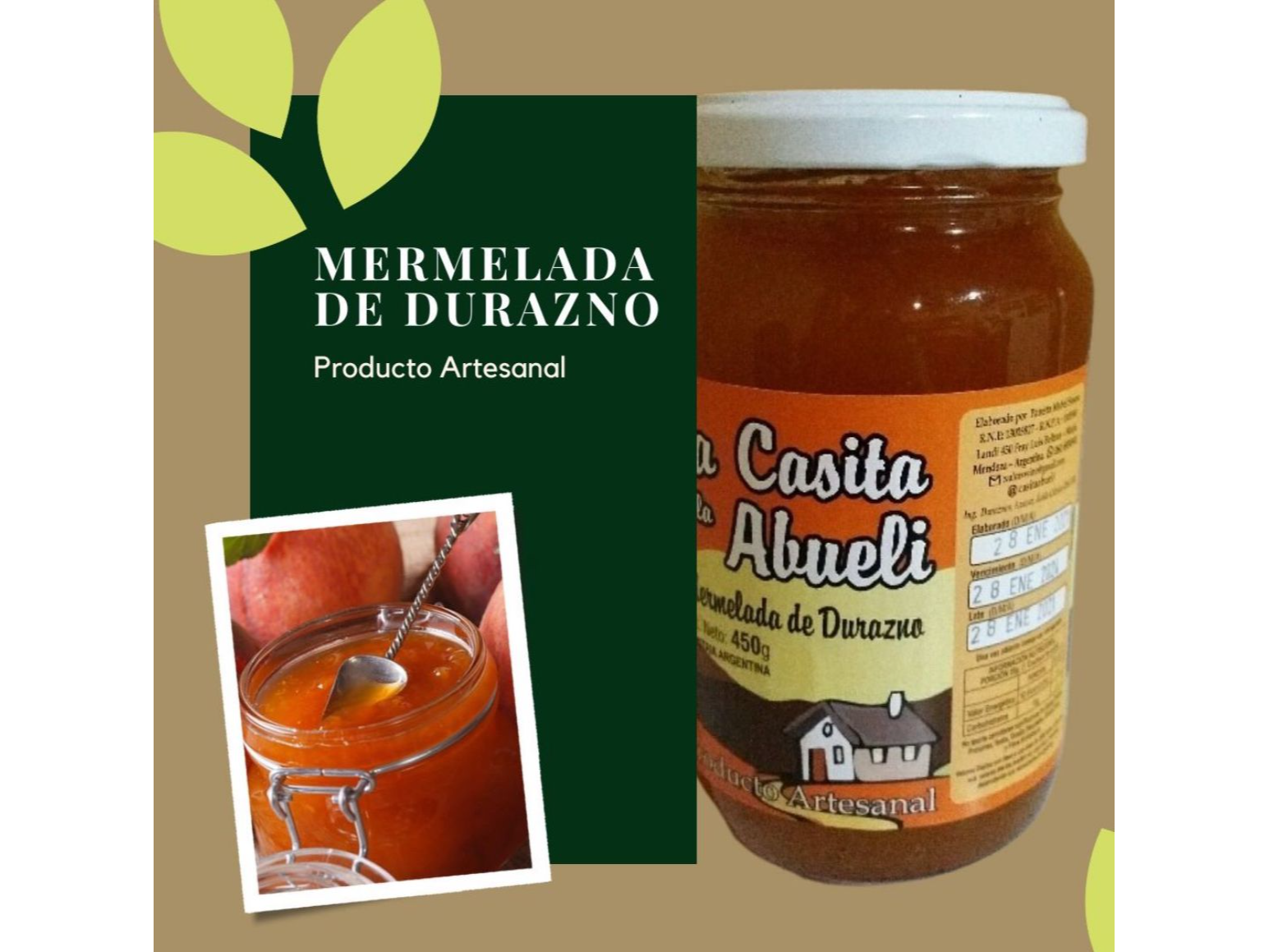 Mermelada de Durazno 450g La casita de la Abueli