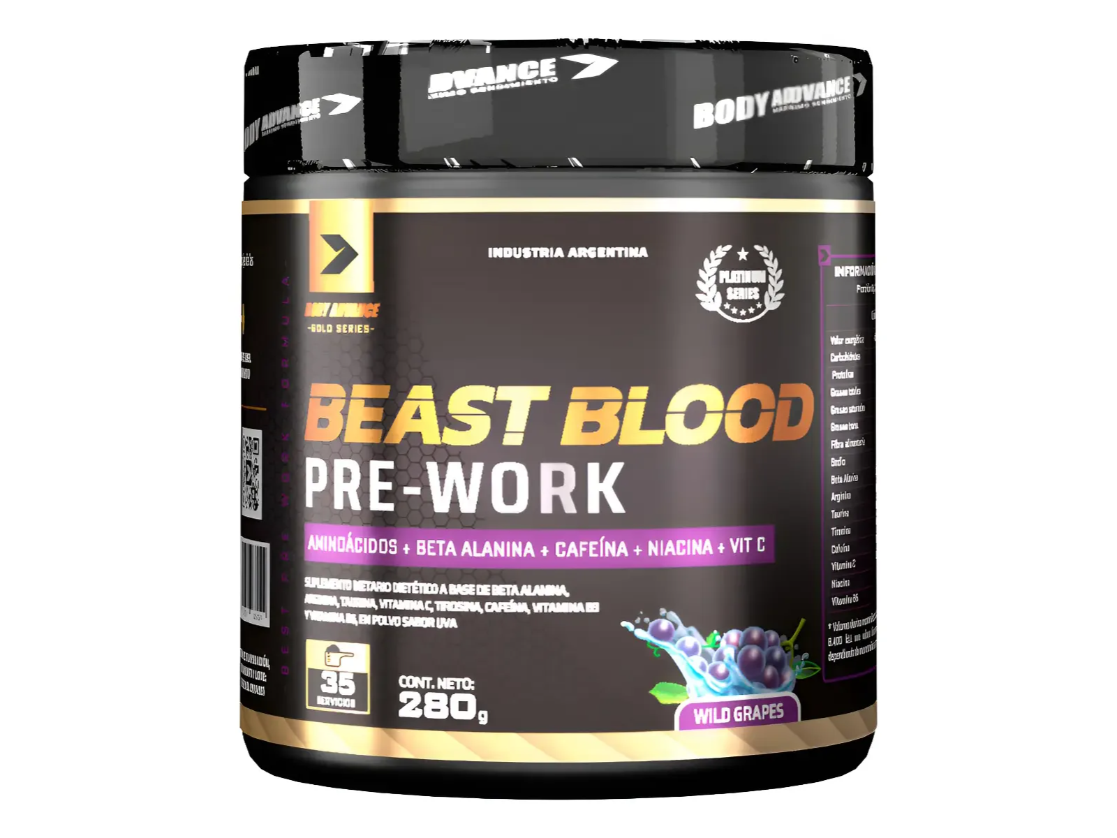Body Advance Beast Blood Pre Work Uva Suplemento 280g