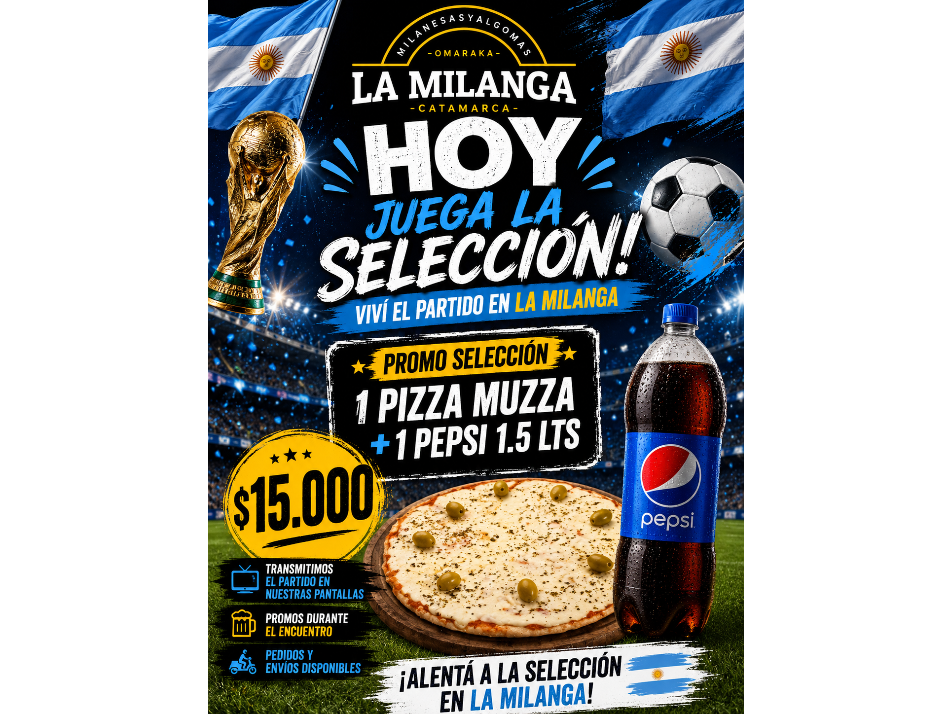 1 PIZZA MUZZA + 1 PEPSI 1,5L