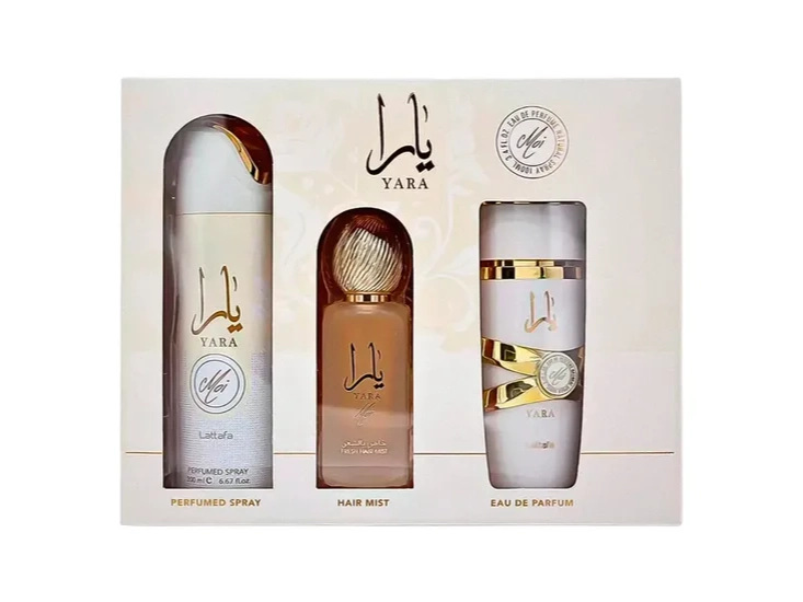 Kit Lattafa Yara Moi Feminino Perfume + Desodorante+ Air Mist