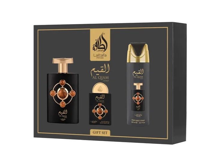 Kit Lattafa Al Qiam Gold Gift Set Eau de Parfum Unissex - 3 Unidades