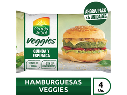HAMBURGUESAS GRANJA DEL SOL VEGGIES QUINOA Y ESPINACA x 440 g.