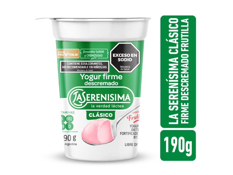 YOGUR LA SERENISIMA CLASICO FIRME DESCREMADO FRUTILLA x 190 g.