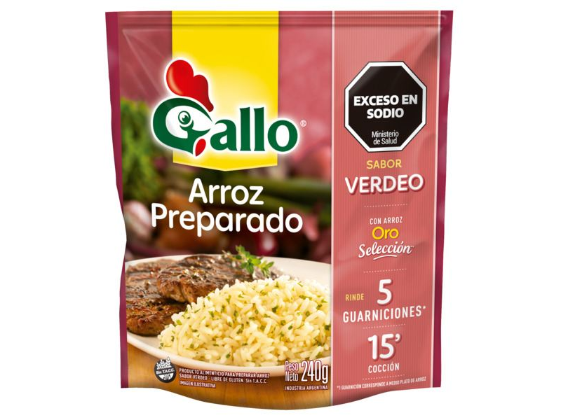 ARROZ GALLO PREPARADO VERDEO BOLSA x 240 g.