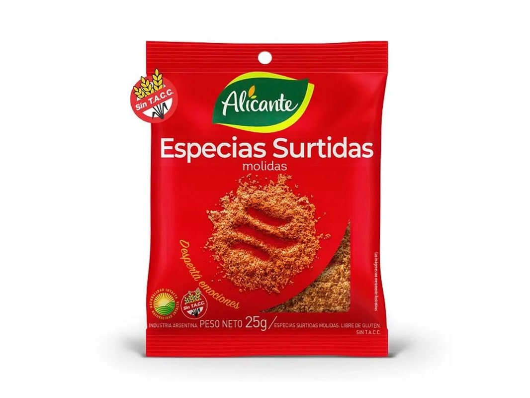 ESPECIAS ALICANTE SURTIDAS MOLIDAS x 25 g.