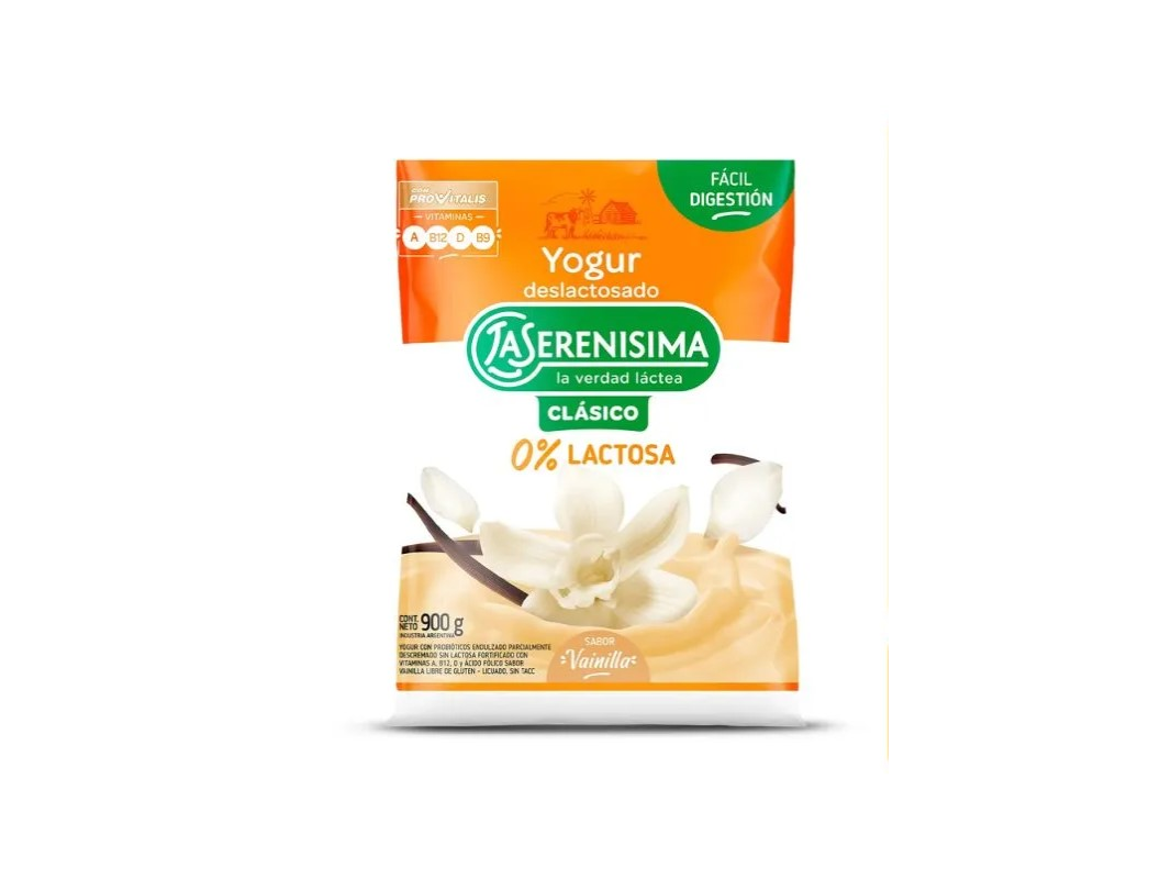 YOGUR LA SERENISIMA 0% LACTOSA VAINILLA SACHET x 900 g.
