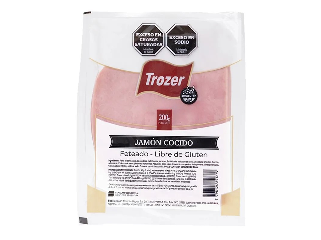 JAMON TROZER COCIDO FETEADO x 200 g.