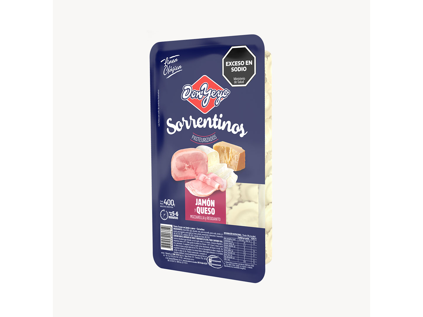 SORRENTINOS DON YEYO JAMON Y QUESO x 400 g.