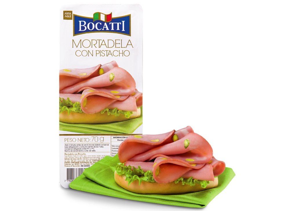MORTADELA BOCATTI C/PISTACHO x 70 g.