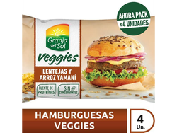 HAMBURGUESAS GRANJA DEL SOL VEGGIES LENTEJAS Y ARROZ x 420 g.