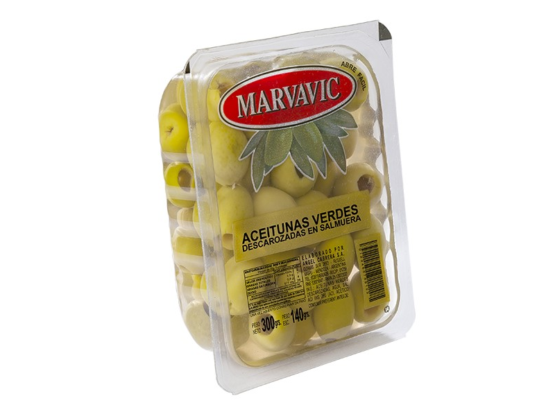 ACEITUNAS MARVAVIC VERDES DESCAROZADAS x 140 g.