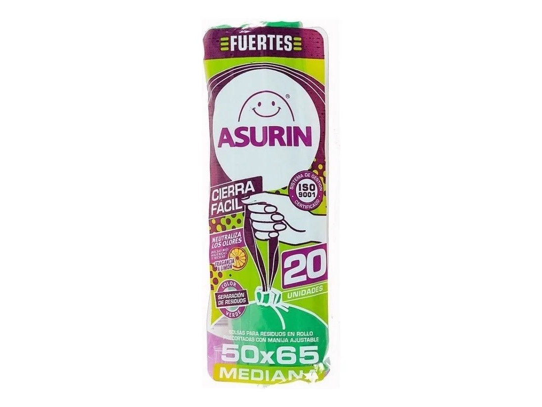 BOLSAS DE RESIDUOS ASURIN CIERRA FACIL VERDE 50X65 x 20 un.