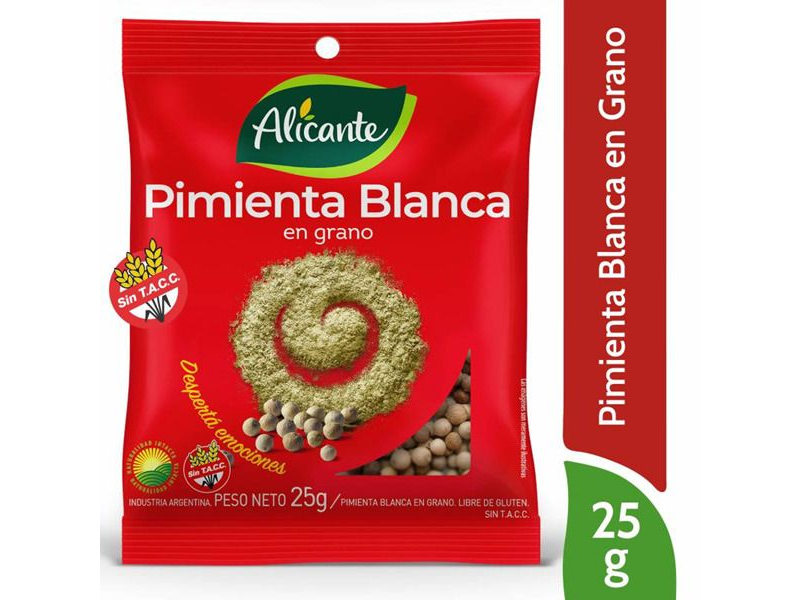 ESPECIAS ALICANTE PIMIENTA BLANCA GRANO x 25 g.