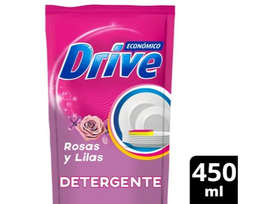 DETERGENTE DRIVE ROSAS Y LILAS DP x 450 ml.