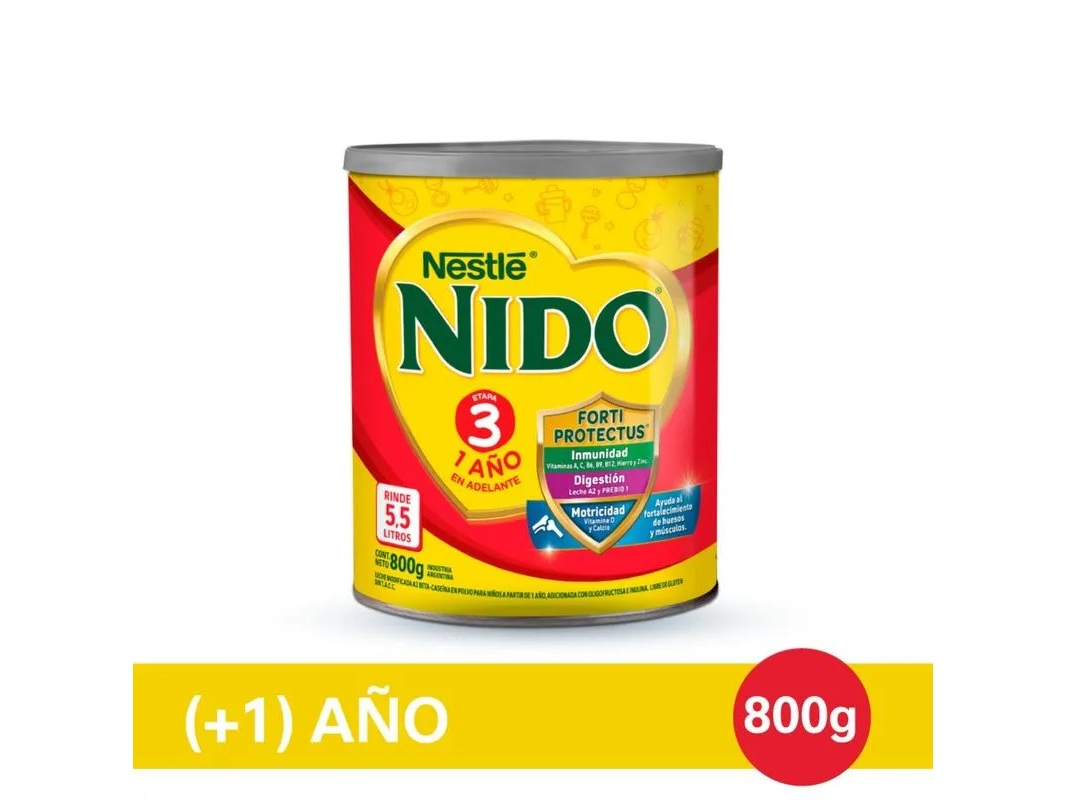 LECHE EN POLVO NIDO ETAPA 3 x 800 g.