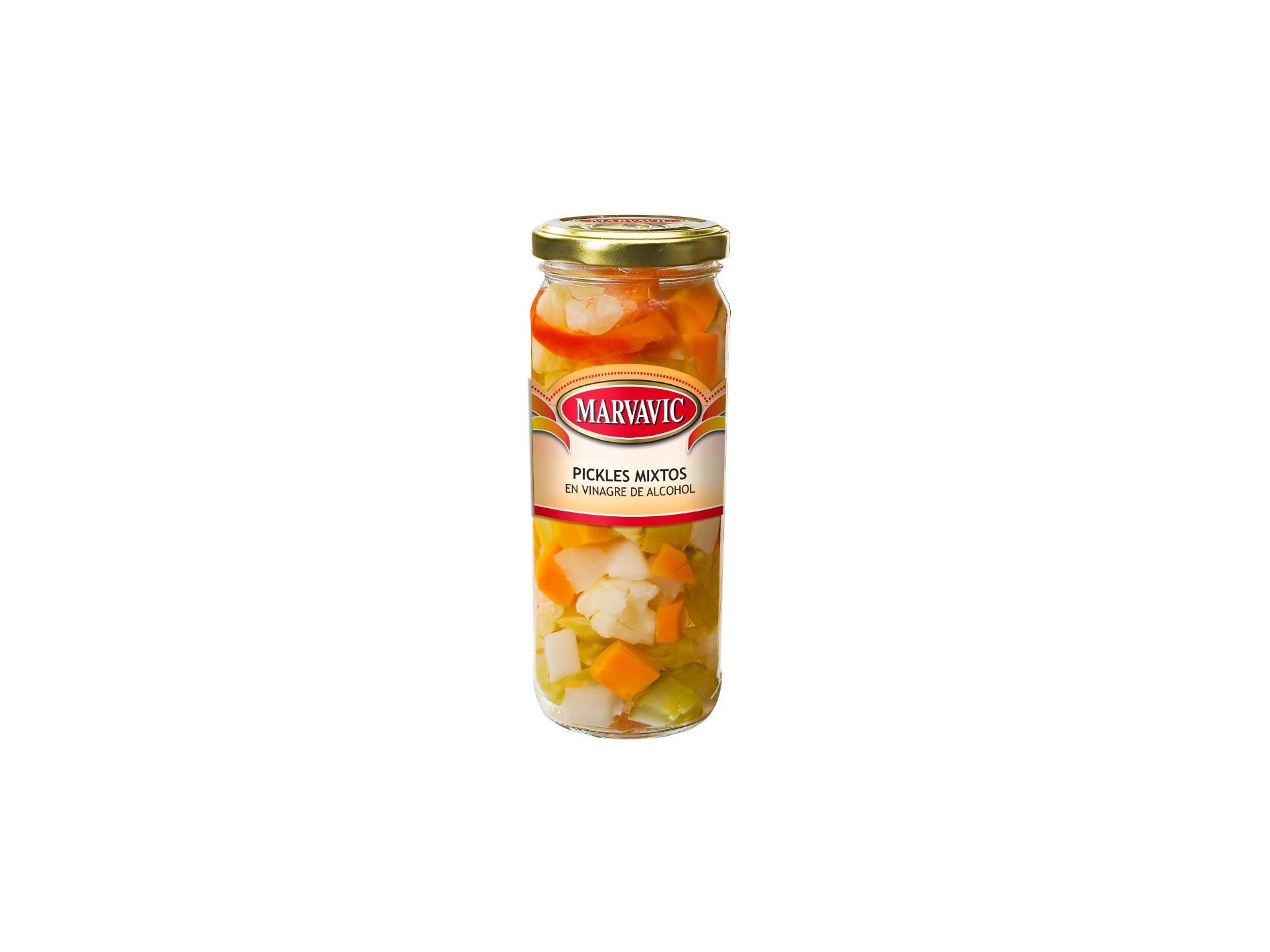 PICKLES MARVAVIC MIXTOS EN VINAGRE FRASCO x 330 g.