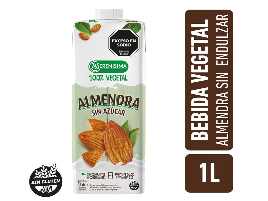 LECHE LA SERENISIMA DE ALMENDRA SIN AZUCAR x 1 l.