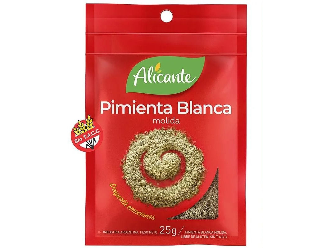 ESPECIAS ALICANTE PIMIENTA BLANCA MOLIDA x 25 g.