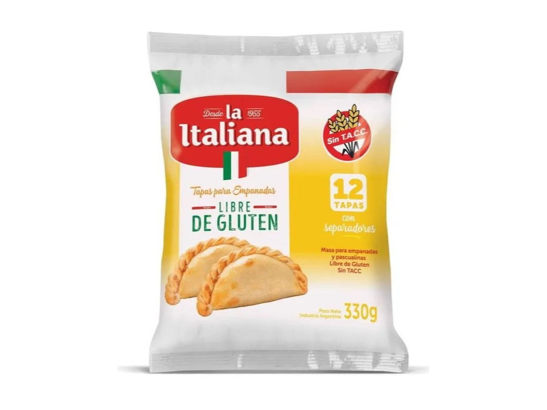 DISCOS PARA EMPANADAS LA ITALIANA LIBRE DE GLUTEN x 330 g.